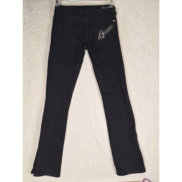 Guess Daredevil Womens 28 Black Denim Dark Bootcut Flare Jean 30x32 Stretch Logo - Picture 7 of 10